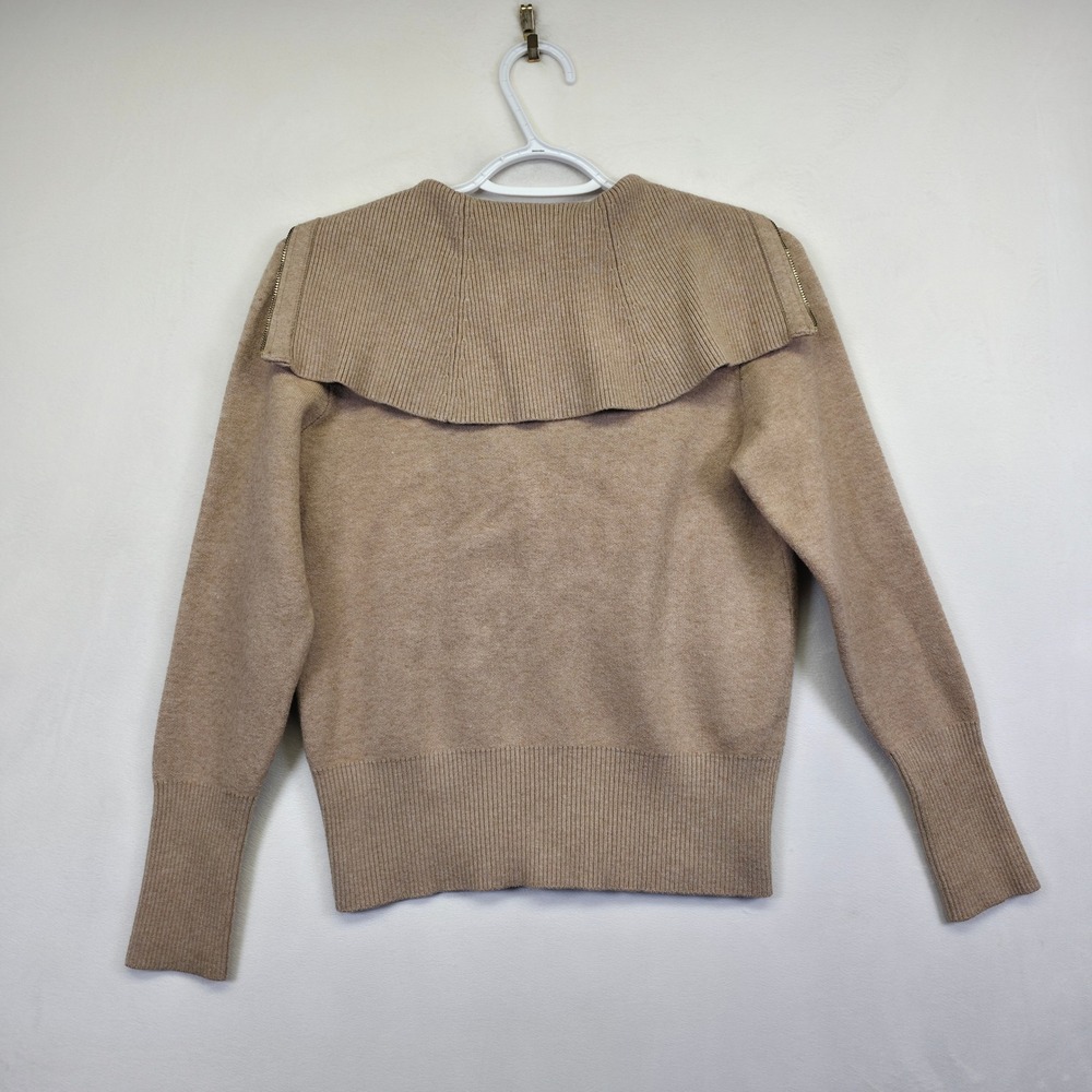 Andrew Marc Cardigan Womens XS Beige Turtleneck Ribbed Knit Minimalist‎ Layering - Picture 4 of 13